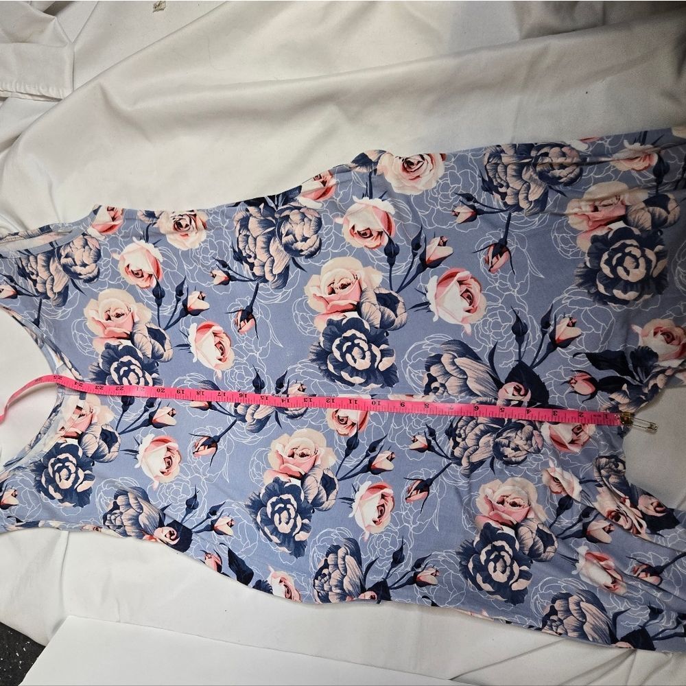 LULAROE floral baby blue Natalie‎ sleeveless wide leg jumpsuit M - Picture 11 of 15